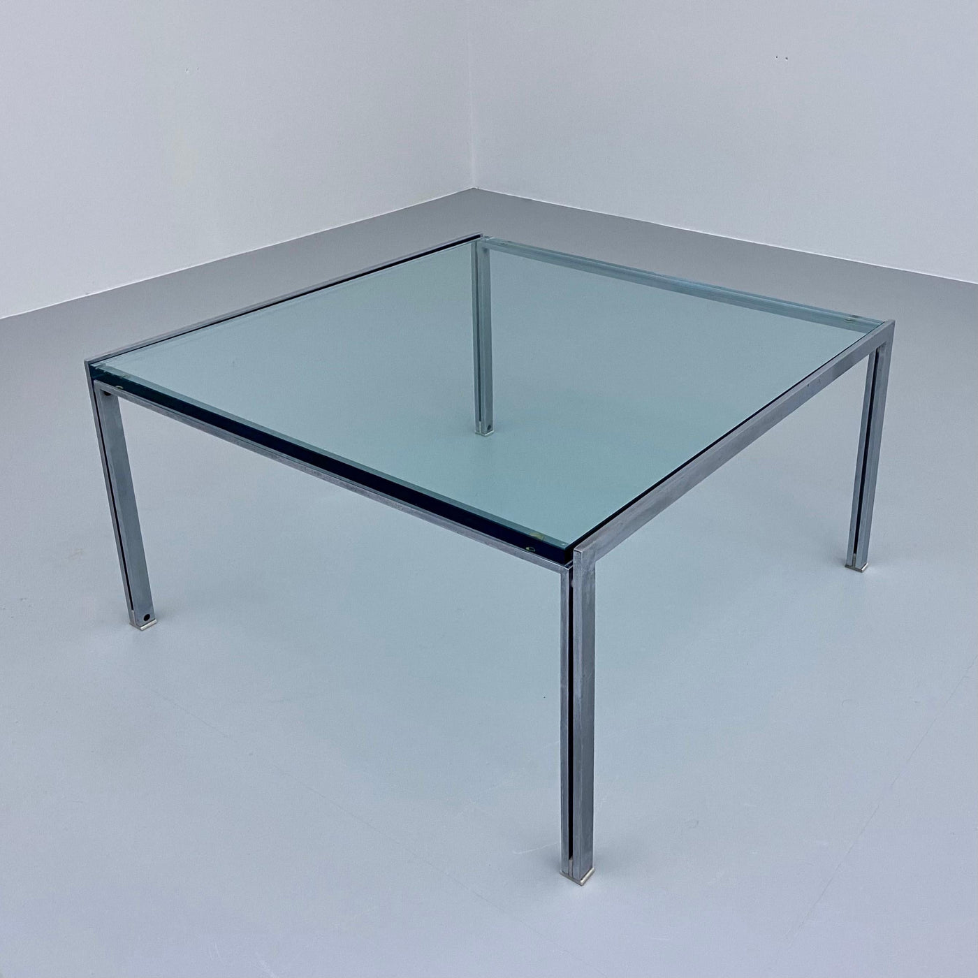 Ross Littel 'Luar' Coffee Table in Glass and Metal for Icf Padova, Italy 1970's