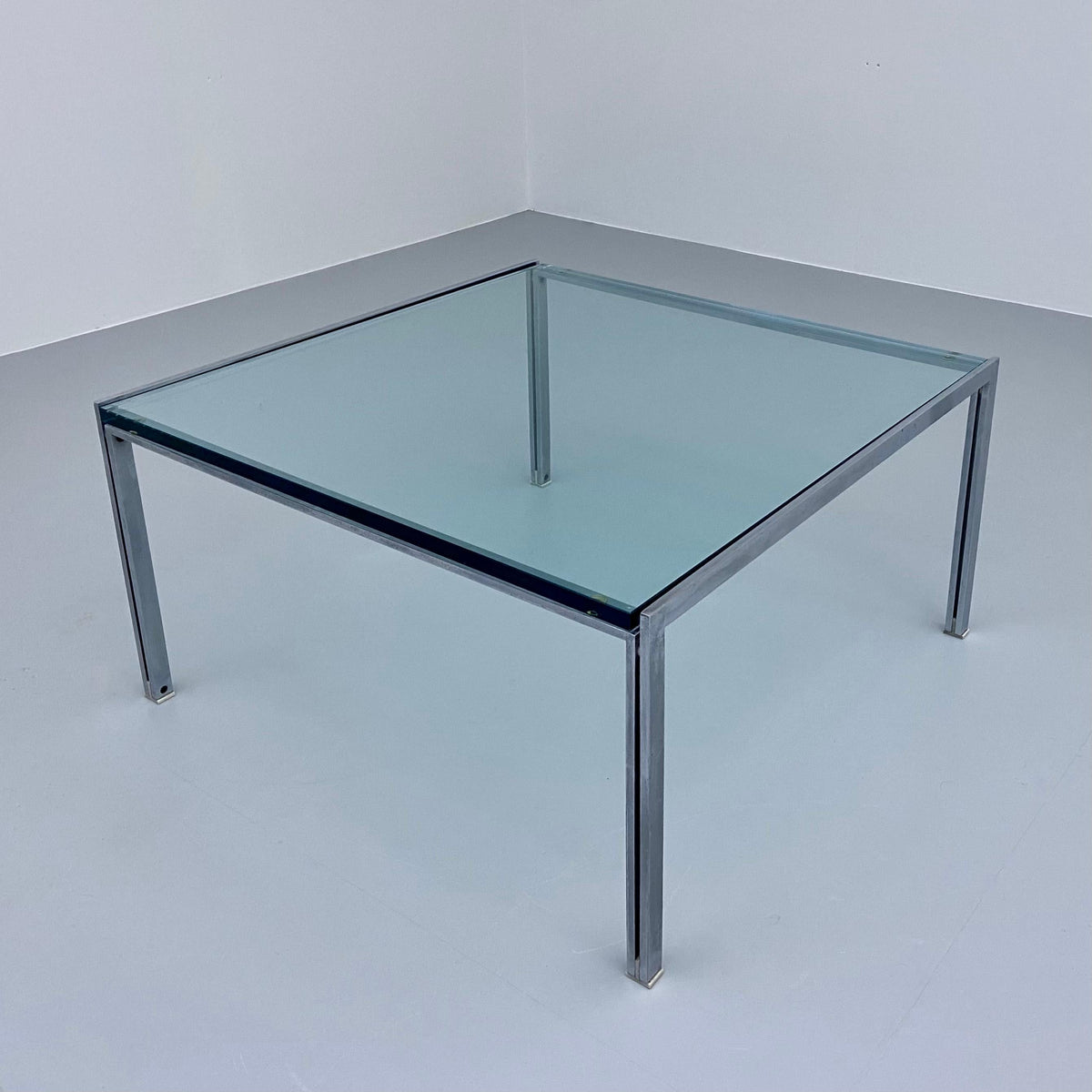 Ross Littel 'Luar' Coffee Table in Glass and Metal for Icf Padova, Italy 1970's