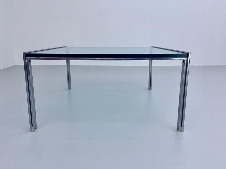 Ross Littel 'Luar' Coffee Table in Glass and Metal for Icf Padova, Italy 1970's