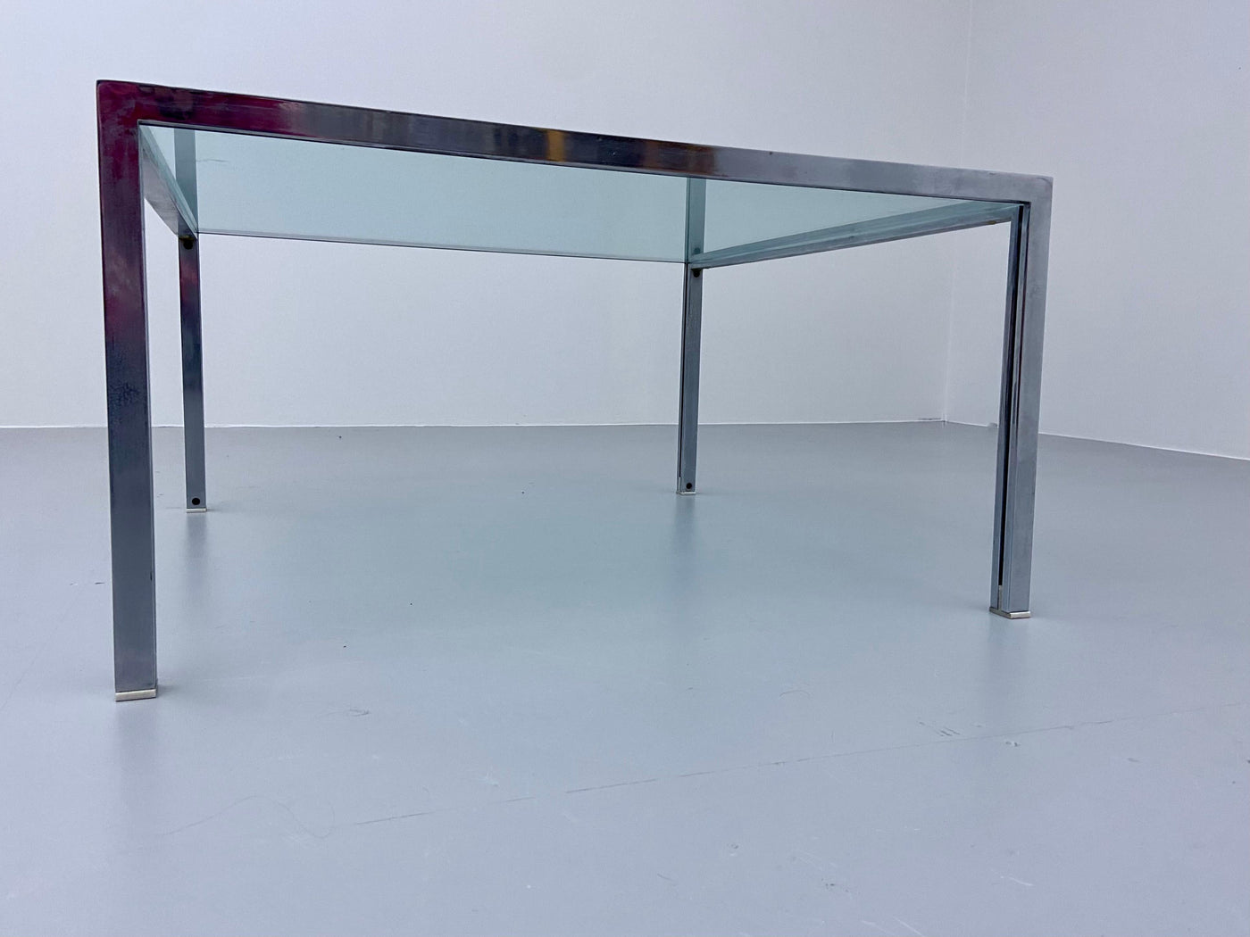 Ross Littel 'Luar' Coffee Table in Glass and Metal for Icf Padova, Italy 1970's