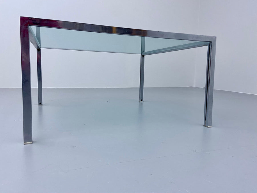 Ross Littel 'Luar' Coffee Table in Glass and Metal for Icf Padova, Italy 1970's