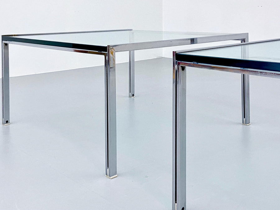 Ross Littel 'Luar' Coffee Table in Glass and Metal for Icf Padova, Italy 1970's