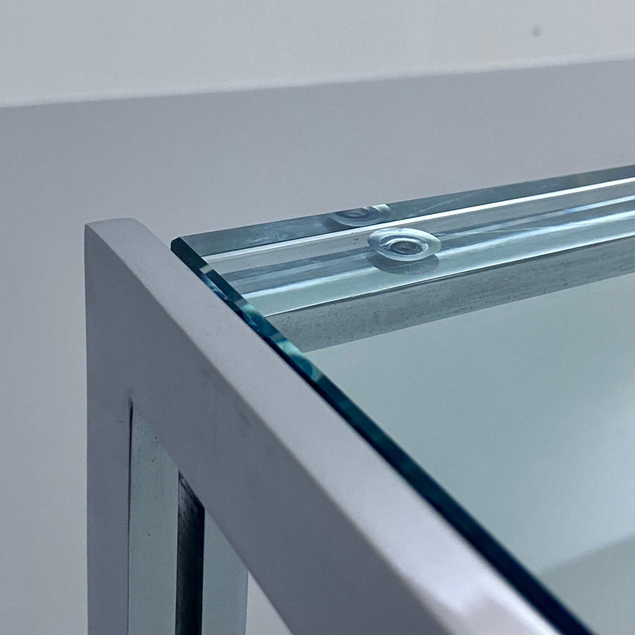 Ross Littel 'Luar' Coffee Table in Glass and Metal for Icf Padova, Italy 1970's