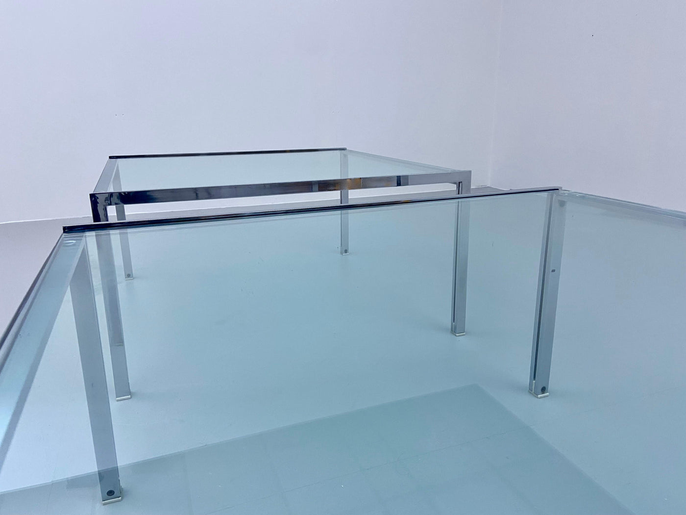 Ross Littel 'Luar' Coffee Table in Glass and Metal for Icf Padova, Italy 1970's