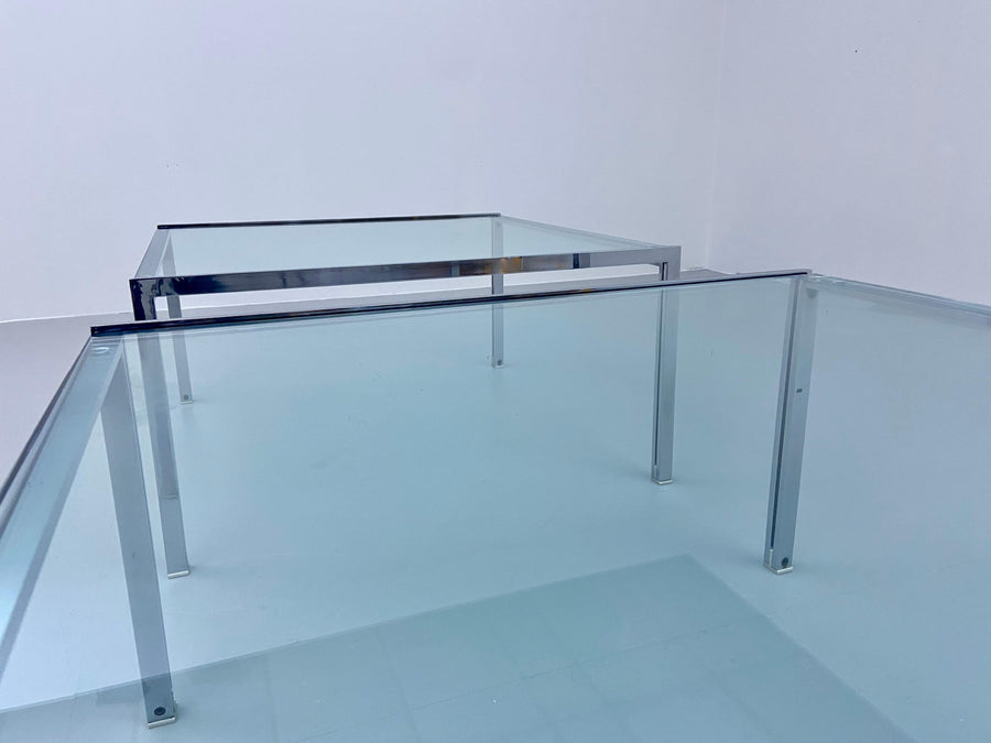 Ross Littel 'Luar' Coffee Table in Glass and Metal for Icf Padova, Italy 1970's