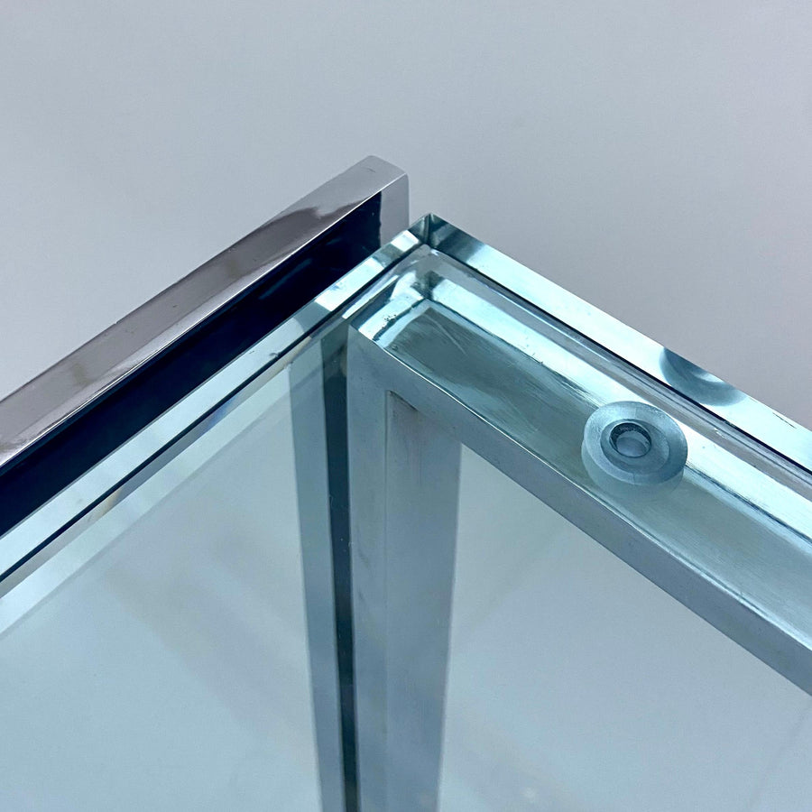 Ross Littel 'Luar' Coffee Table in Glass and Metal for Icf Padova, Italy 1970's