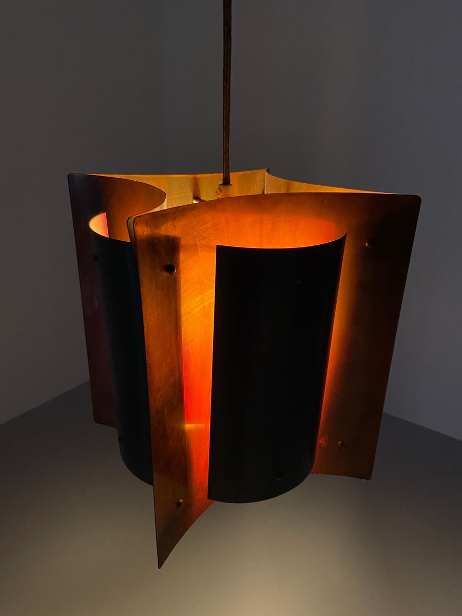 Copper and Brass Ceiling Lamp, Scandinavia, 1930's