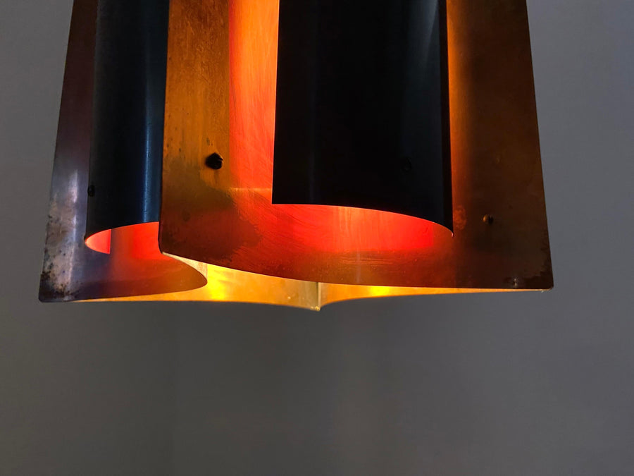 Copper and Brass Ceiling Lamp, Scandinavia, 1930's