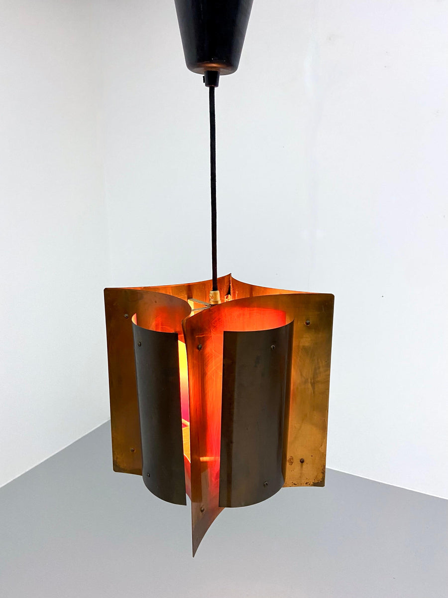 Copper and Brass Ceiling Lamp, Scandinavia, 1930's