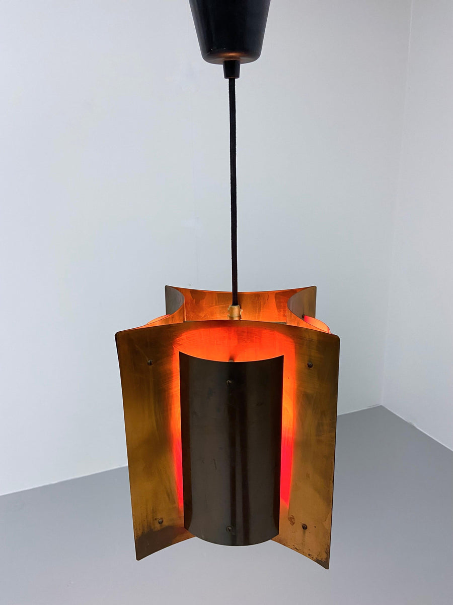 Copper and Brass Ceiling Lamp, Scandinavia, 1930's