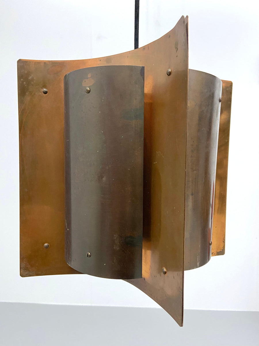 Copper and Brass Ceiling Lamp, Scandinavia, 1930's