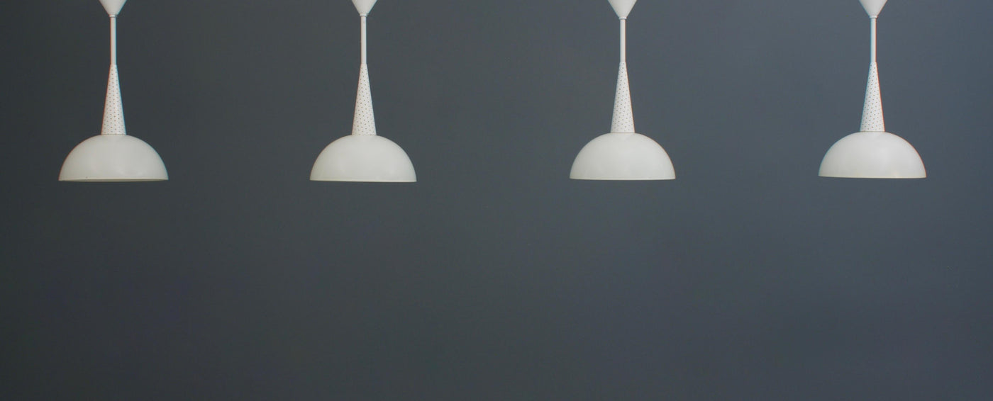 Set of 4 Mathieu Mategot for Holophane Ceiling Lamps in Metal and Glass, 1950's