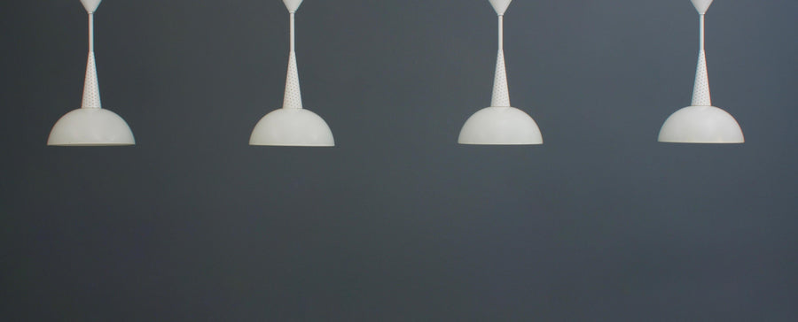 Set of 4 Mathieu Mategot for Holophane Ceiling Lamps in Metal and Glass, 1950's