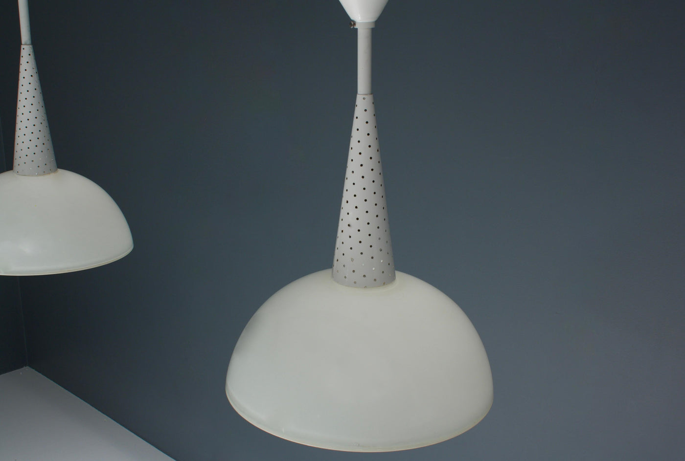 Set of 4 Mathieu Mategot for Holophane Ceiling Lamps in Metal and Glass, 1950's