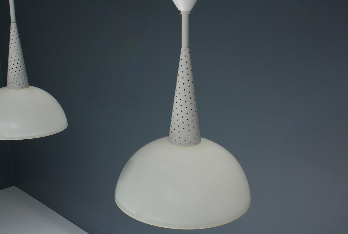 Set of 4 Mathieu Mategot for Holophane Ceiling Lamps in Metal and Glass, 1950's