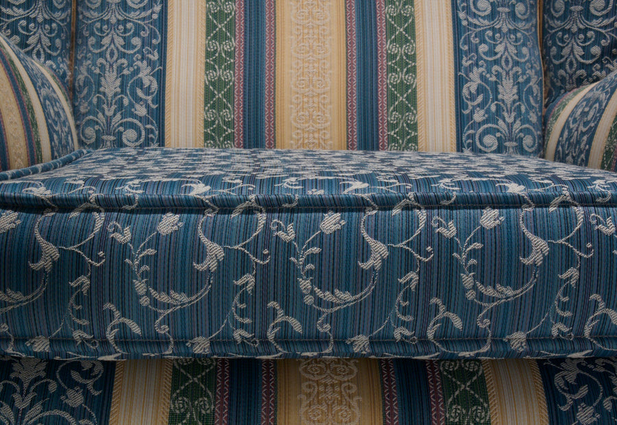 Set of Two Lounge Chairs by I.S.A. in Silk Upholstery and Brass, Italy, 1950s