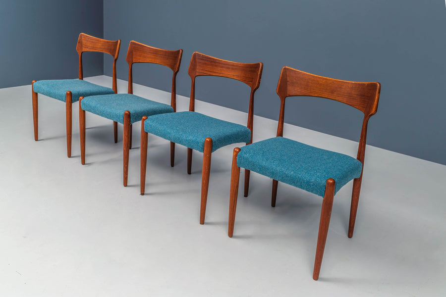Set of 4 Dining Room Chairs by C. Linneberg for B. Pedersen, Denmark, 1970's