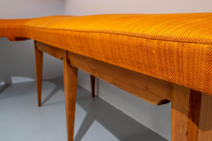 Corner Sofa Blond Wood and Fabric, Italy, 1950's