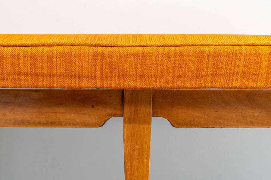 Corner Sofa Blond Wood and Fabric, Italy, 1950's