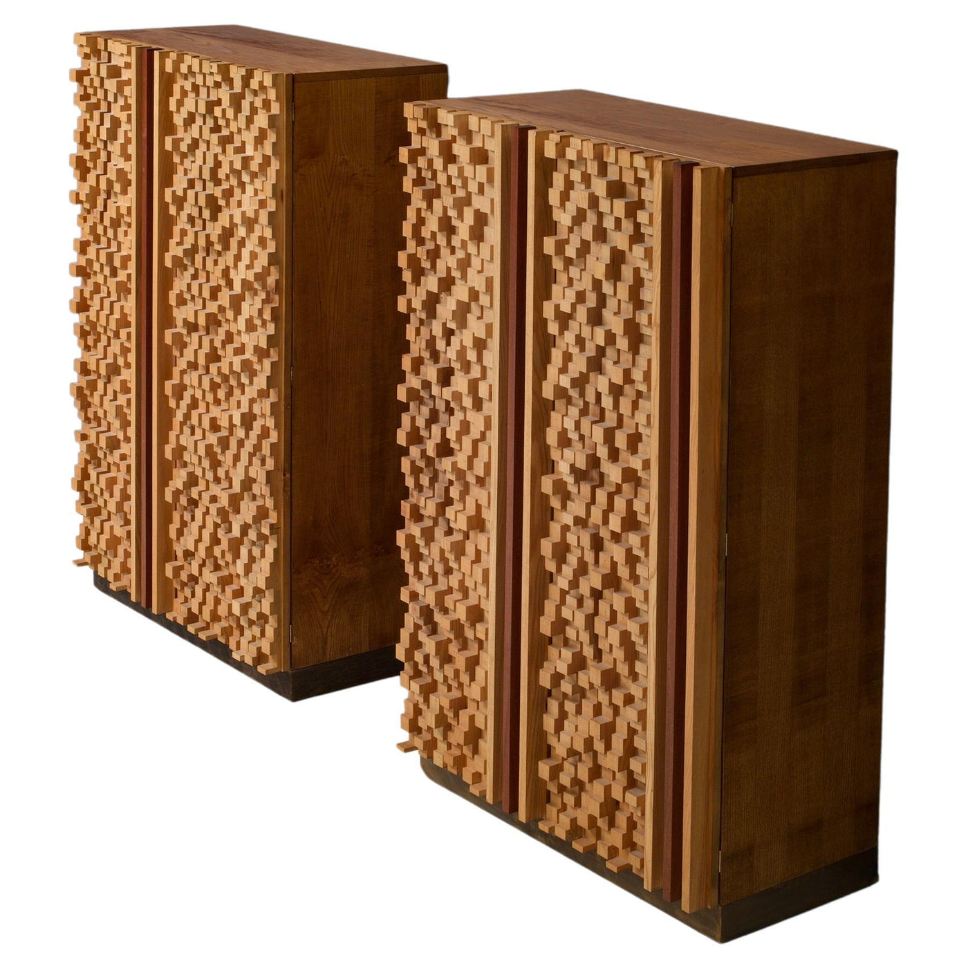 Set of 2 Cabinets in Beech and Ash by Stefano d'Amico, Italy, 1974