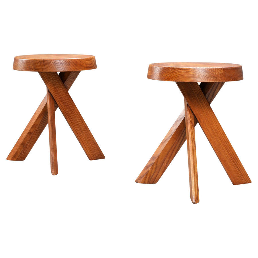 Set of 2 S13A Stools old version by Pierre Chapo in Elm, France, 1970's