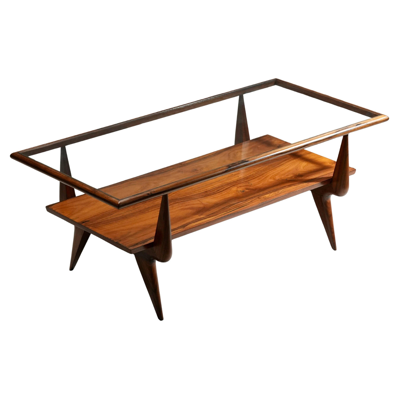 Coffee Table by Giuseppe Scapinelli in Teak and Glass, Brazil, 1950's
