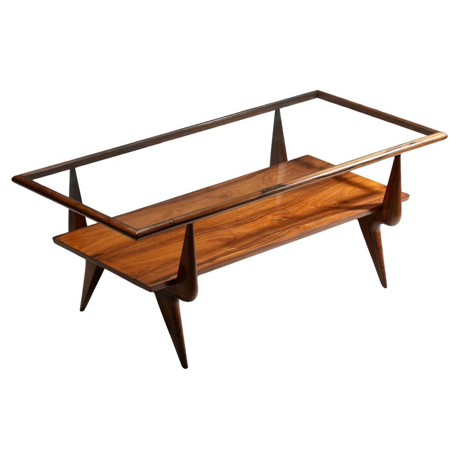 Coffee Table by Giuseppe Scapinelli in Teak and Glass, Brazil, 1950's