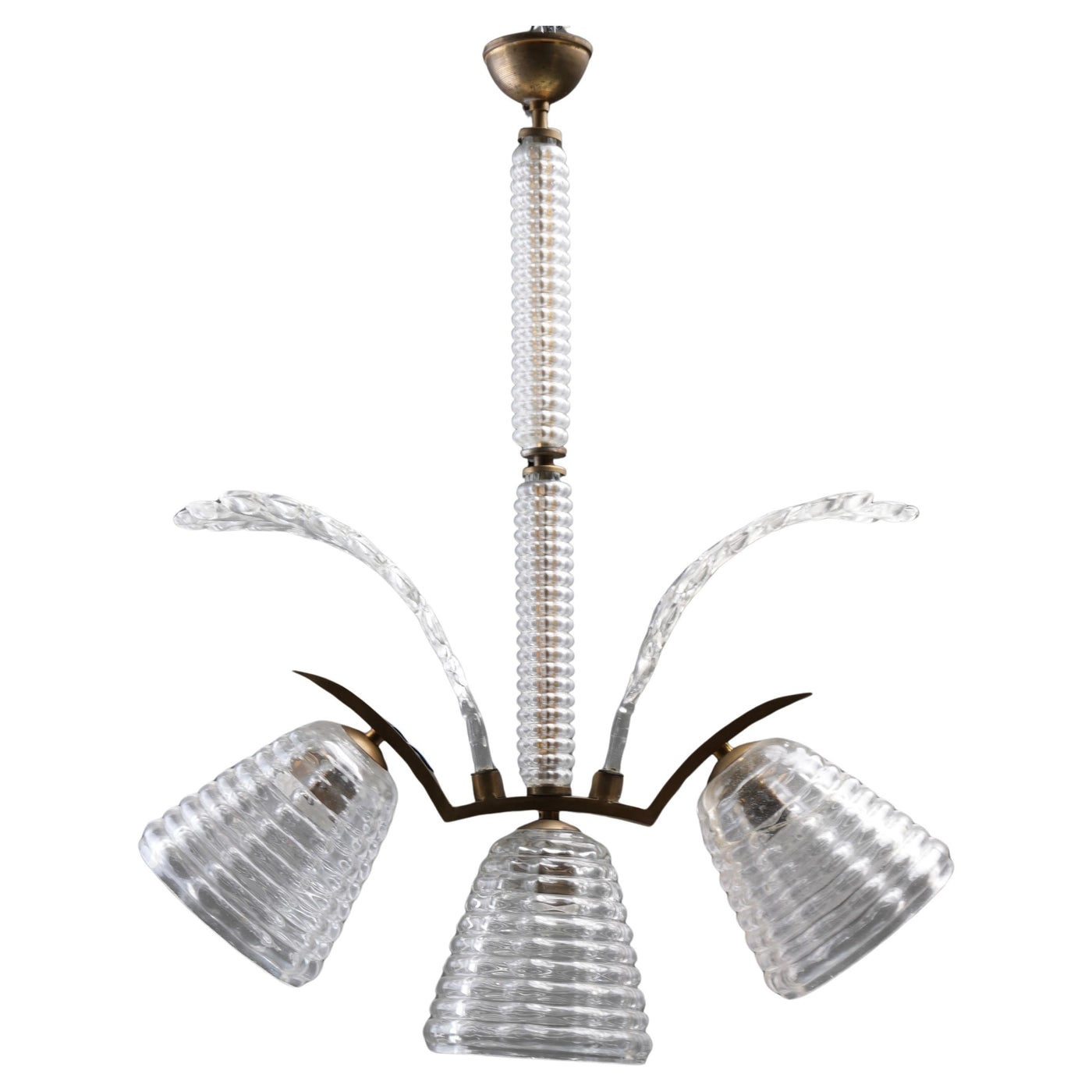 Set of 6 Pendants in Glass and Brass, Italy, 1940’s