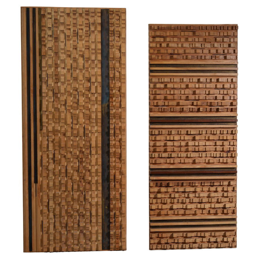 Set of 2 Wall Panels by Stefano d"Amico in Ash and Brass, Italy, 1970's