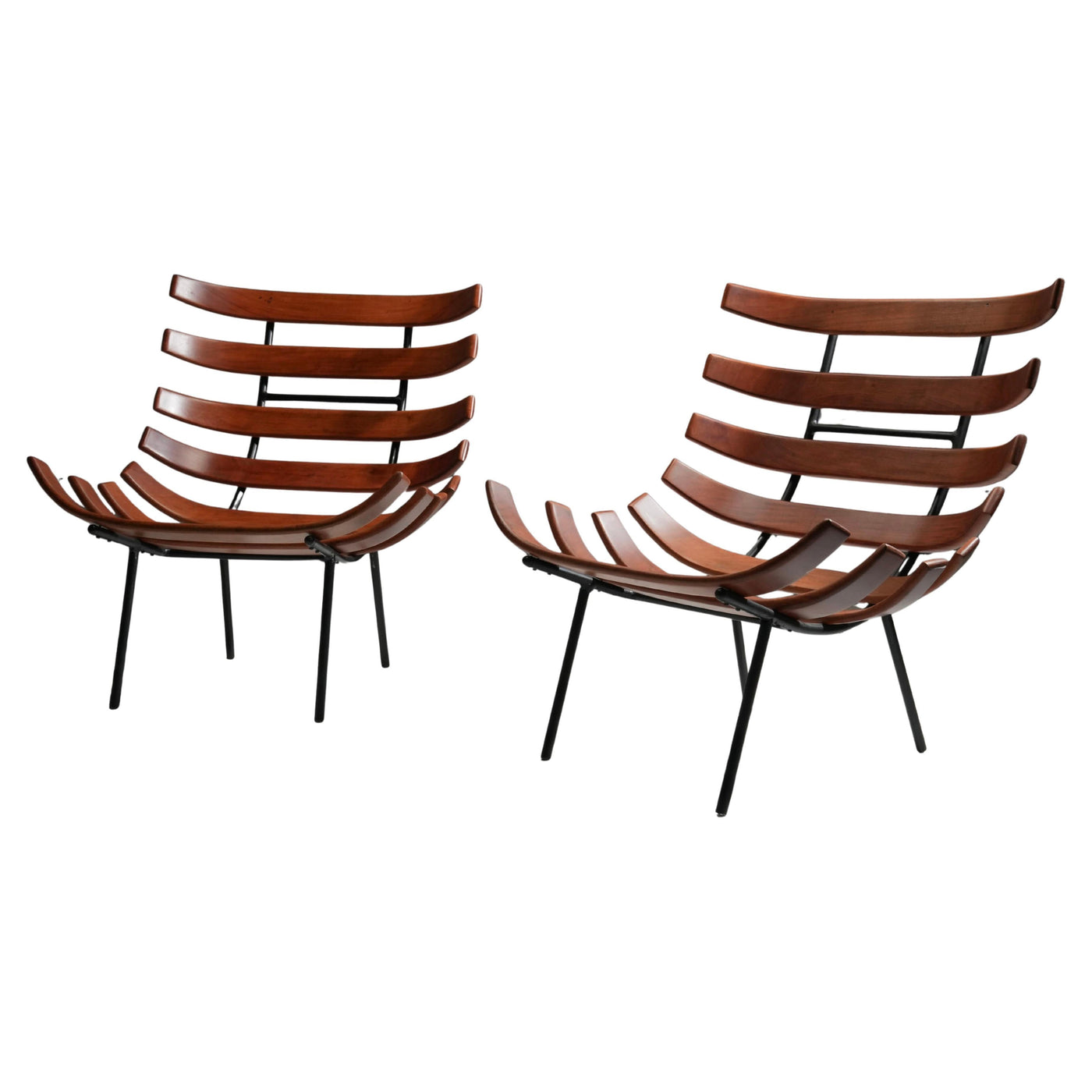 Set of Two Costela Lounge Chairs by M. Eisler and C. Hauner, Brazil, 1950's