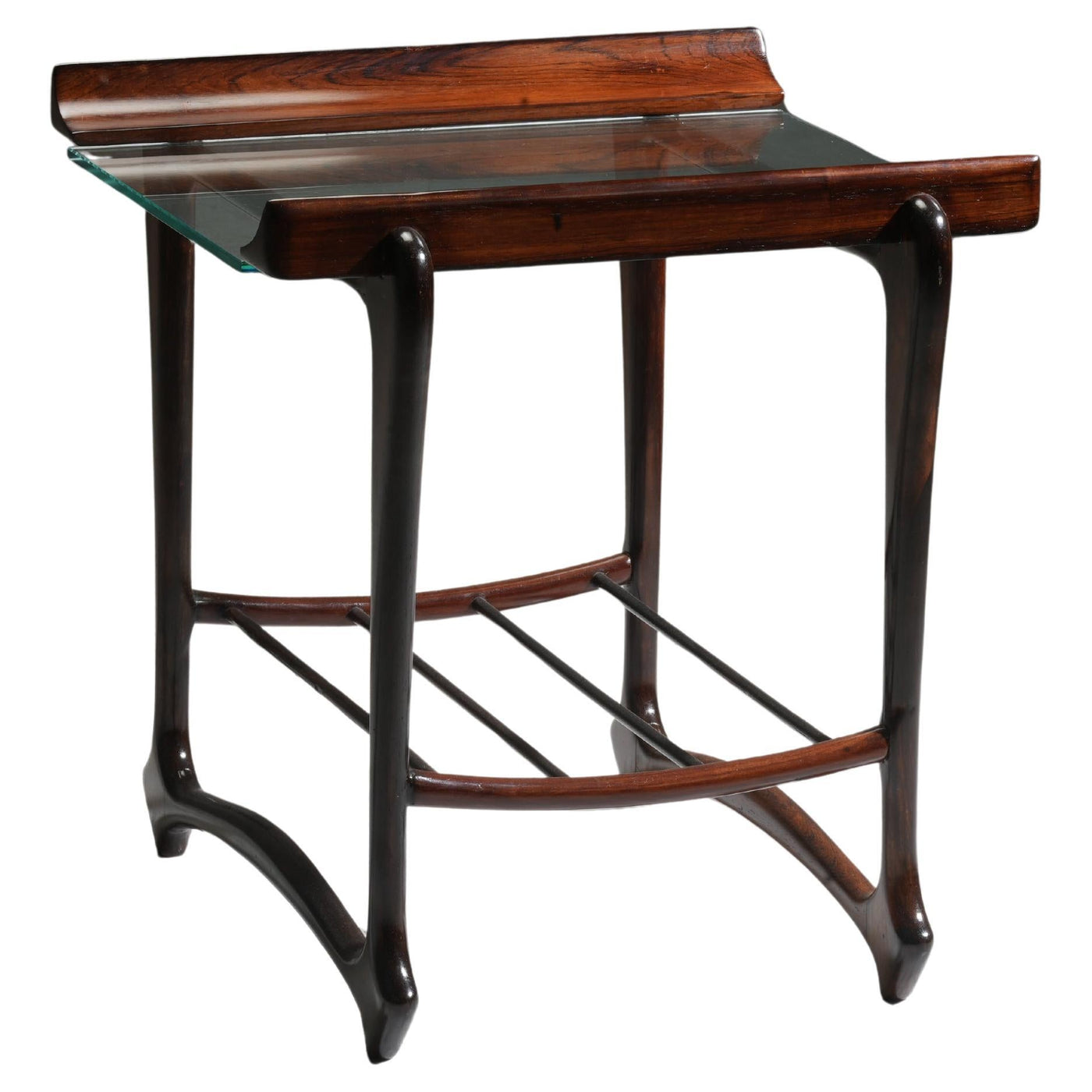 Side Table by Giuseppi Scapinelli, in Wood and Glass, Brazil, 1950's