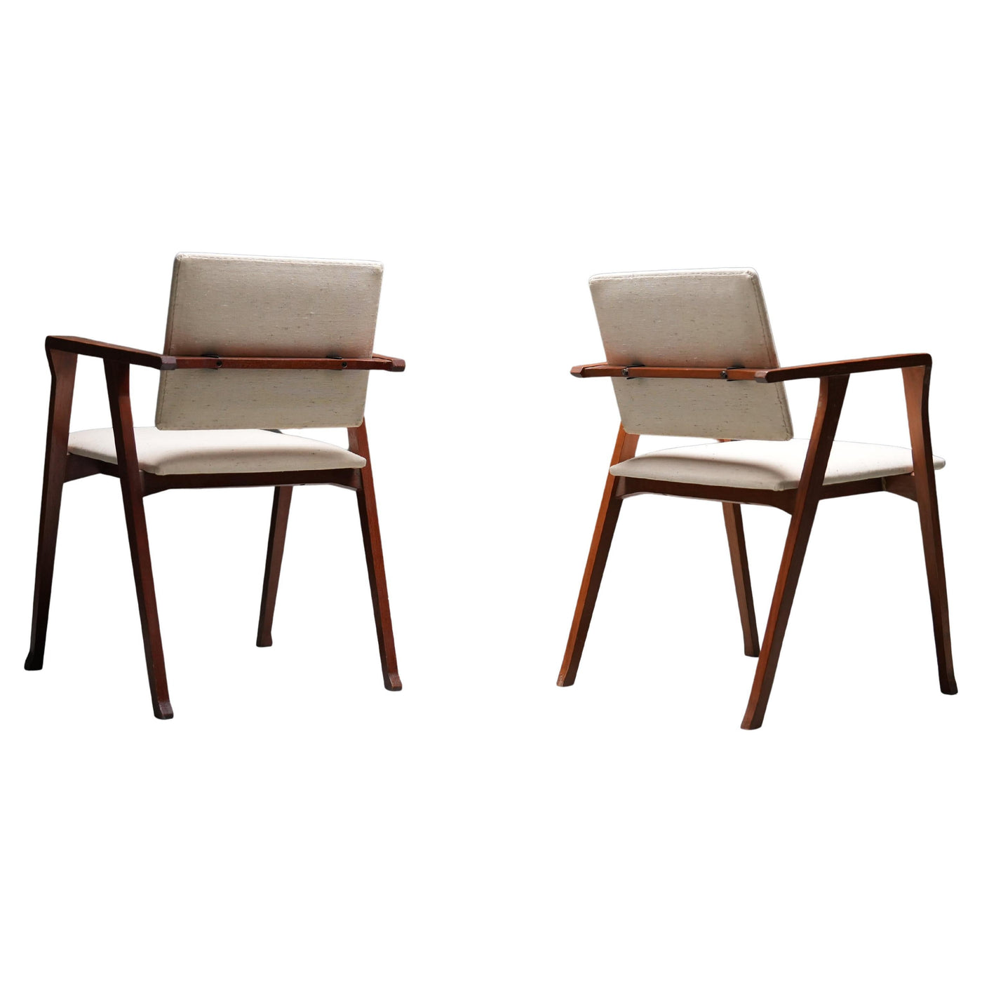 Two 'Luisa' Armchairs by Franco Albini in Oak, Metal and Fabric, Italy, 1949