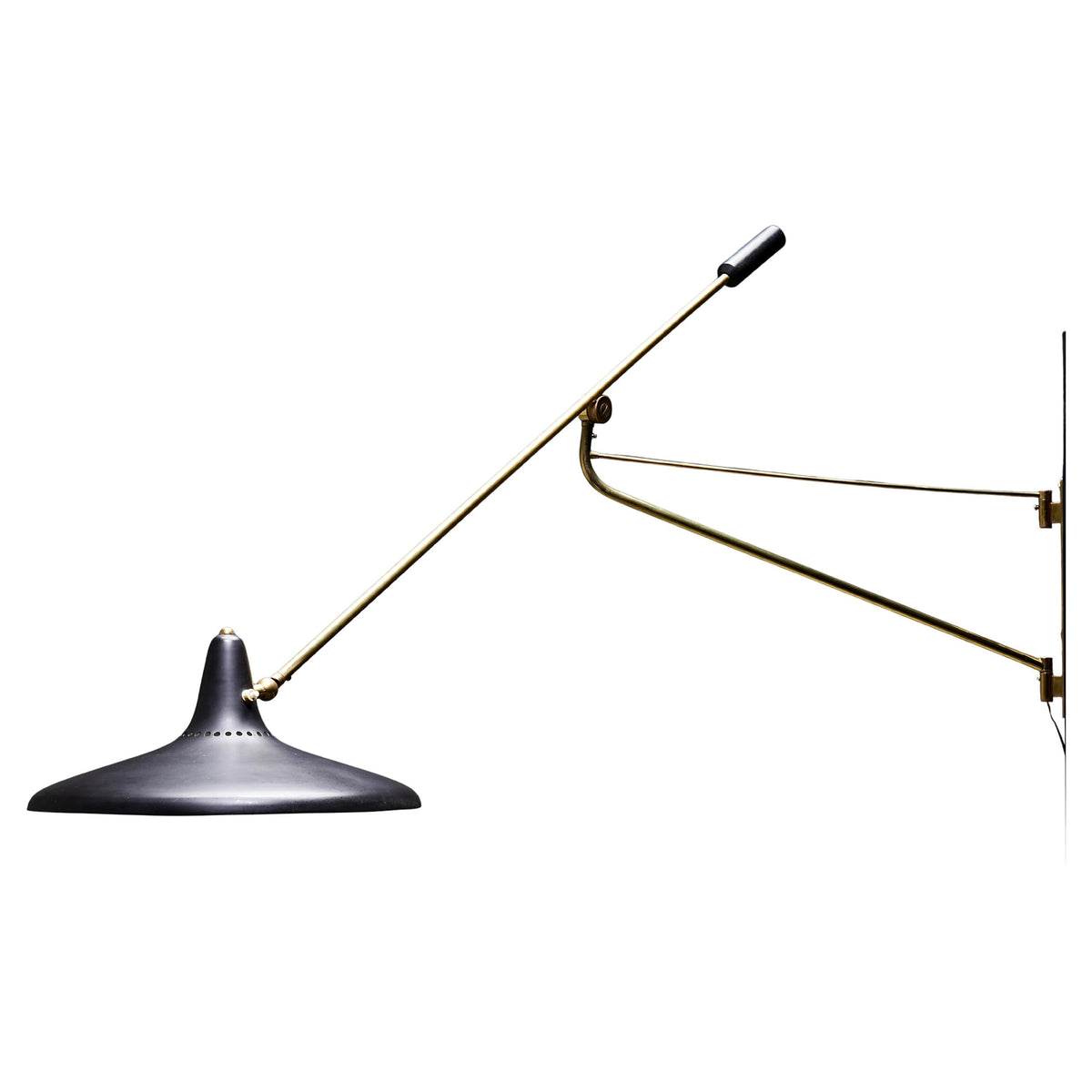 Stilnovo No 3030 Wall Light in Brass and black Metal, Italy, 1950's