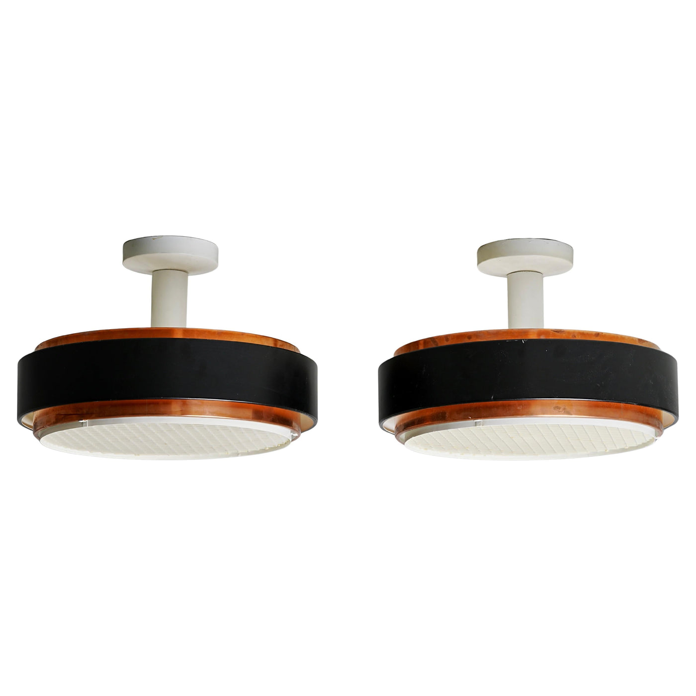 Set of 2 Ceiling Lamps in Copper and Metal, Northern Europe, 1960's