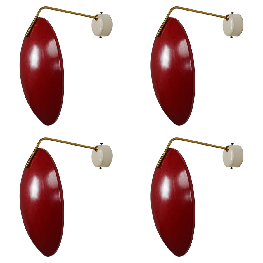 Set of 4 Wall Lights by Stilnovo (marked) in Metal and Brass, Italy, 1960's