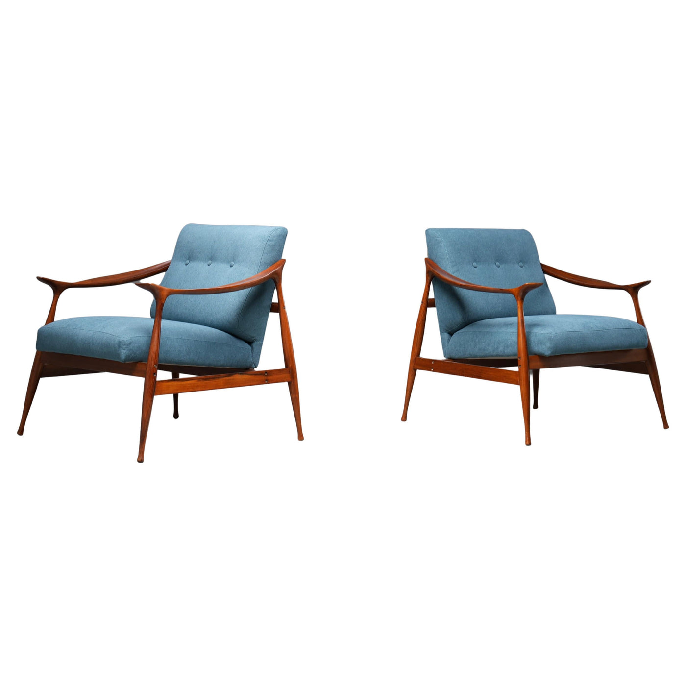 Set of Lounge Chairs in Teak by Ico Parisi for Fratelli Reguitti, Italy, 1950's
