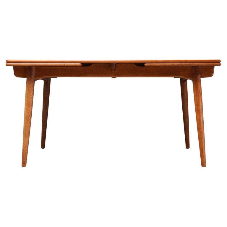 Hans Wegner Teak and Oak Dining Table 312 for Andreas Tuck, Denmark, 1960's