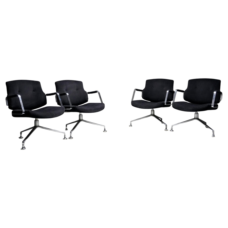 Set of 4 FK 84 Armchairs by Fabricius and Kastholm in Velvet and Metal, 1960's