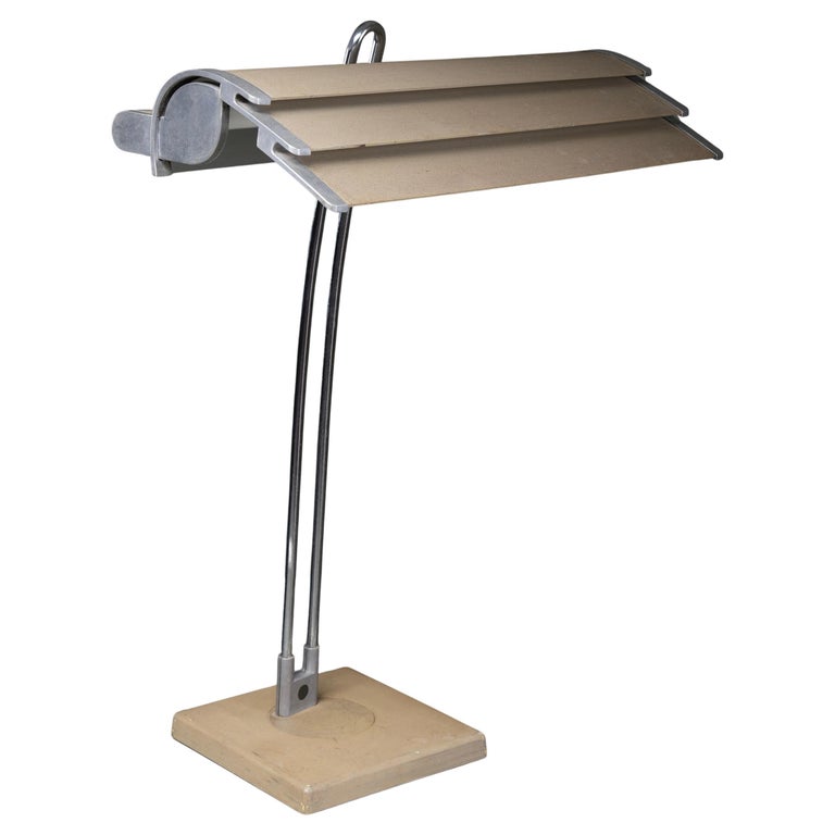 Desk Lamp in Casted Iron, Steel and Ribbed Aluminium, France, 1960's