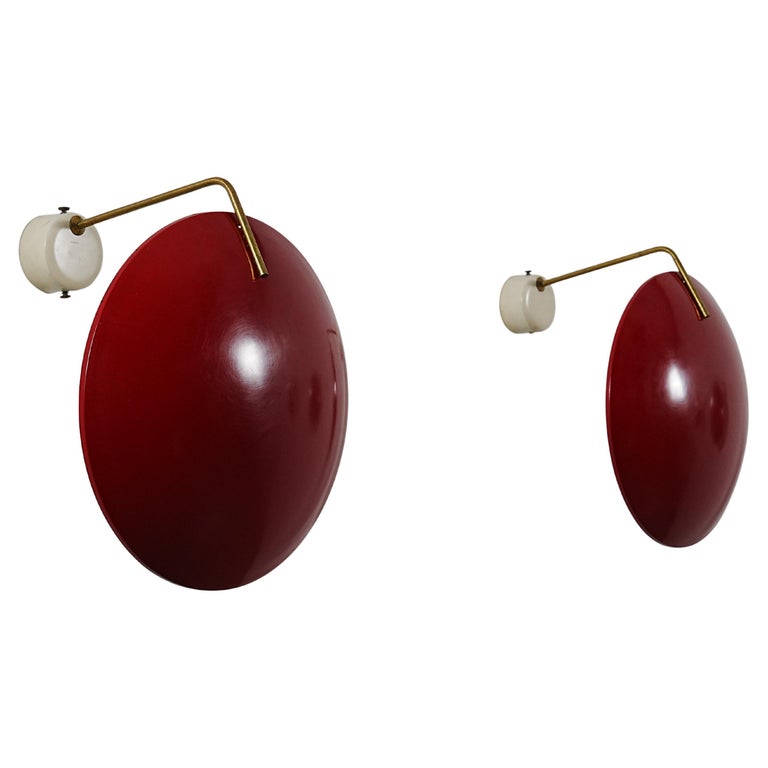 Set of 2 Wall Lights by Stilnovo (marked) in Metal and Brass, Italy, 1960's