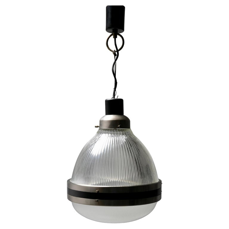 Pendant in Black Painted Metal and Glass, Italy, 1960's