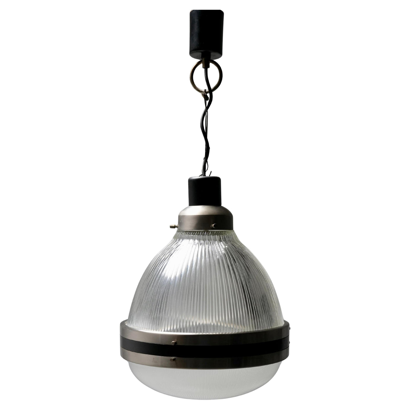 Pendant in Black Painted Metal and Glass, Italy, 1960's