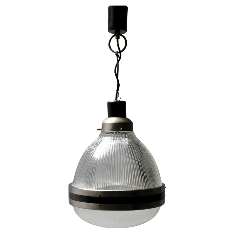 Pendant in Black Painted Metal and Glass, Italy, 1960's