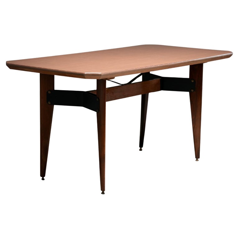 Carlo Ratti Dining Table in Wood and Metal, Italy, 1960's