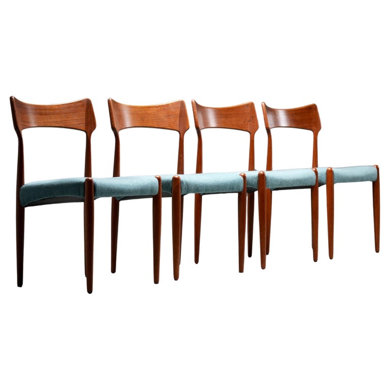 Set of 4 Teak Dining Chairs by C. Linneberg & B. Pedersen, 1970s