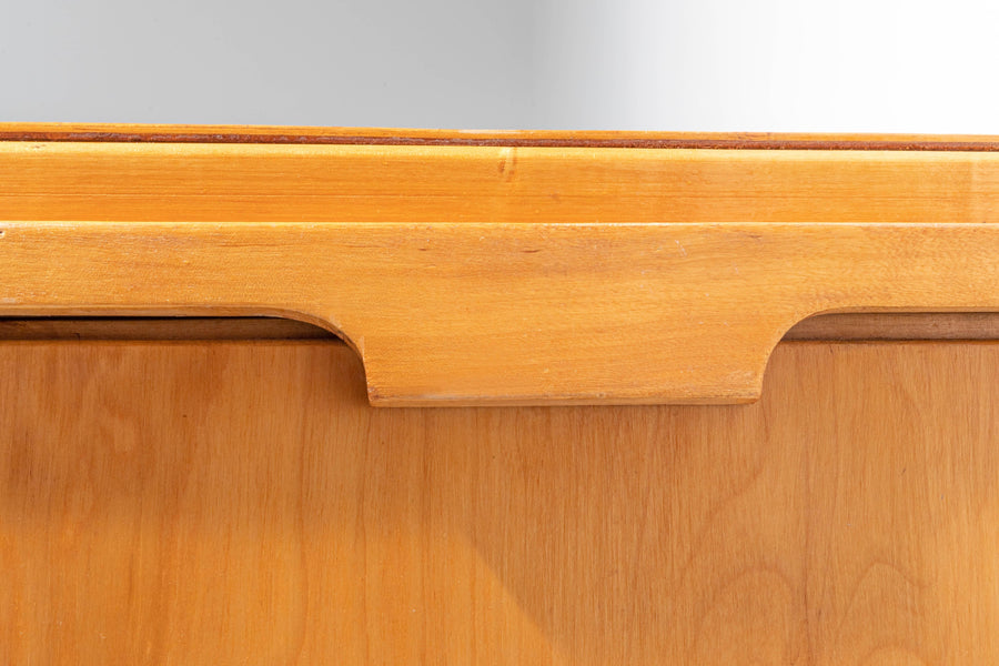 Small french two-door Cabinet with extractable side leafs in wood, 1970's