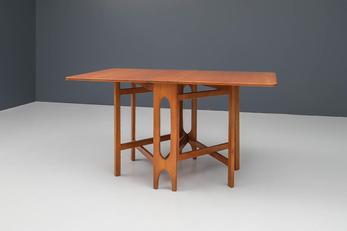Sculptural Dining Table with Two Drop Leaves in Teak, Denmark, 1960's