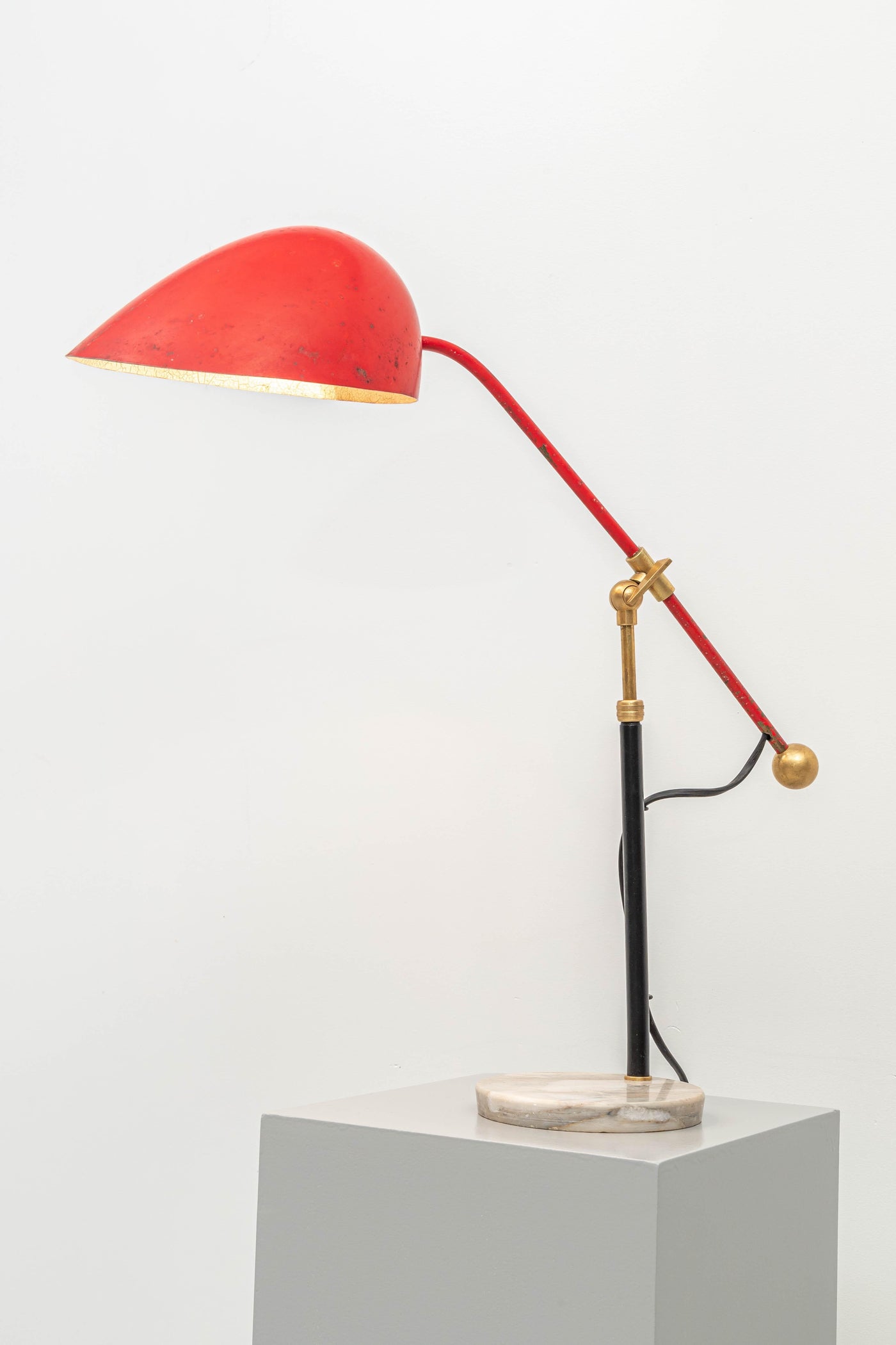 Angelo Brotto 5023 Table Lamp in Marble, Metal and Brass for Esperia, 1950's