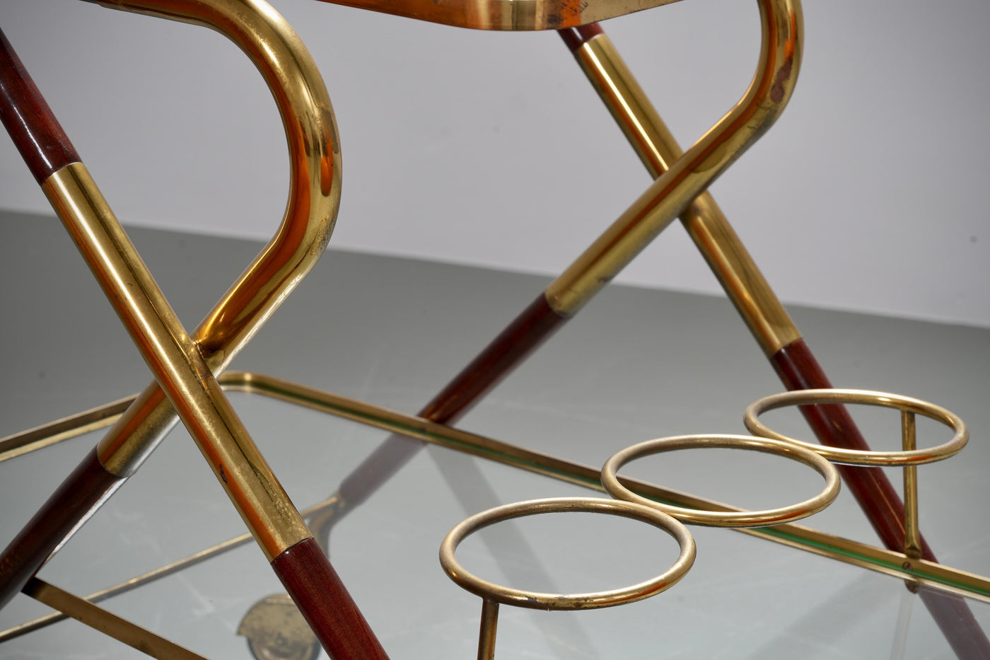 Grappa Trolley by Cesare Lacca in Glass, Brass and Metal. Italy, 1950’s