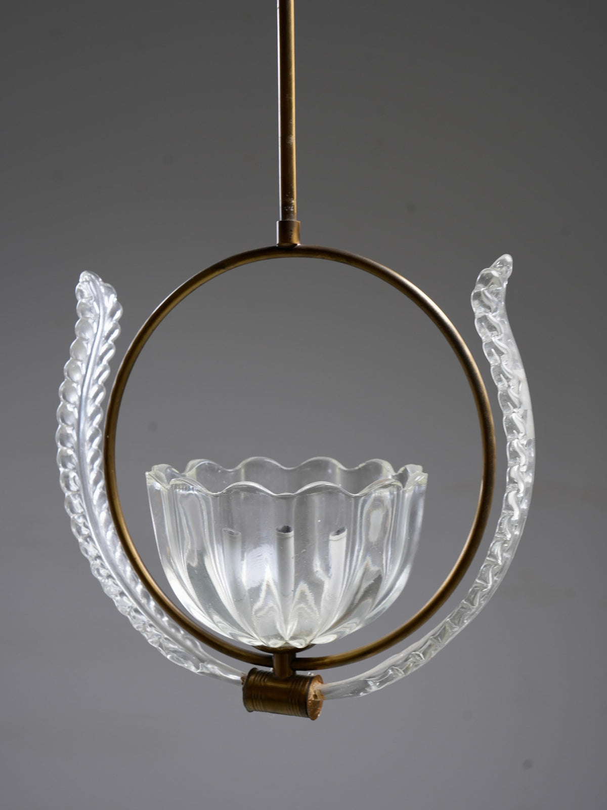 Set of 6 Pendants in Glass and Brass, Italy, 1940’s